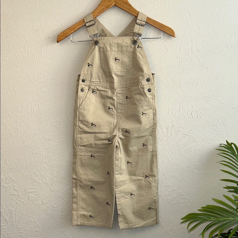 Janie and Jack Tan Duck Overalls Embroidered 3T